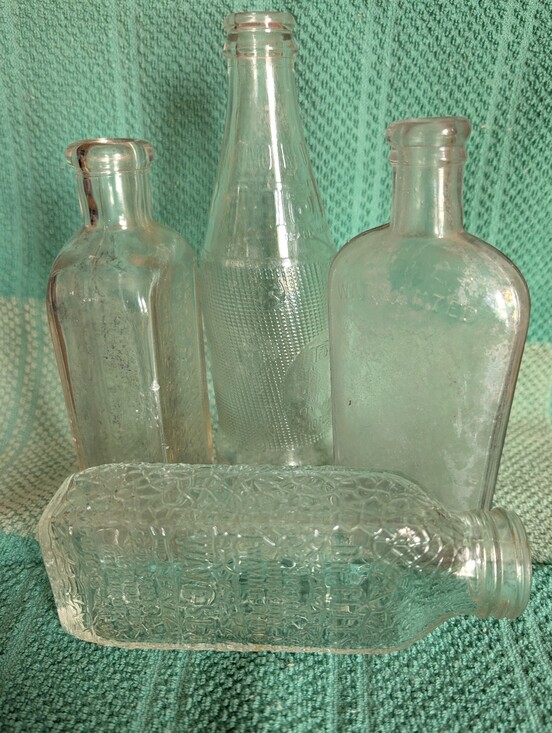 Various Other - Set Distressed Glass Bottles, Artists, Photo, Display, Collectors